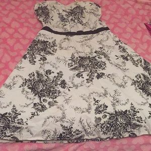 White an black dress